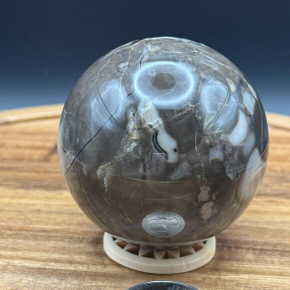 Volcanic Agate Sphere #4 62.8mm  Rocks and Minerals 318g - Picture 8 of 11